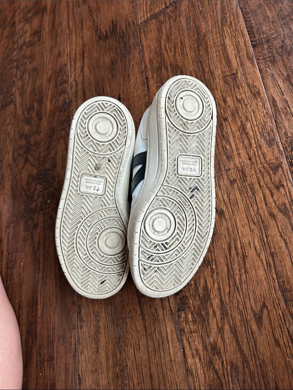 Veja White Leather Sneakers with Black V Logo